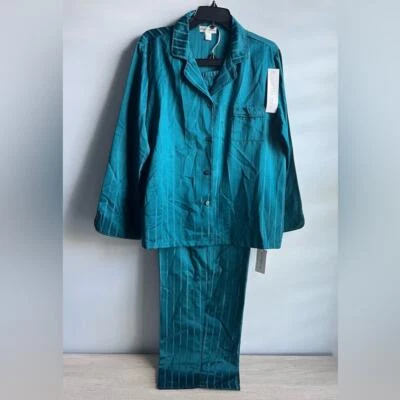 2 piezas para mujer Miss Elaine Juego de pijama con cuello con muescas a rayas Foto 1 de 4