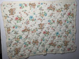 Edredón bebé vintage osos burbujas flores 33x54 pulgadas - Imagen 1 de 20