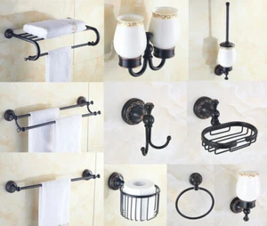 Oil Rubbed Bronze Bathroom Hardware Set Towel Bar Rail Bathroom Accessories Set - Picture 1 of 42