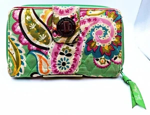 Billetera Vera Bradley Tutti Frutti Turn Lock Verde Multicolor Cachemira con Cremallera - Imagen 1 de 10