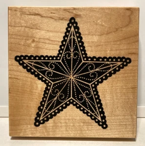 Sello de goma de madera con forma de estrella de hojalata PSX 4x4 pulgadas, diseño K-299 1992 - Imagen 1 de 4