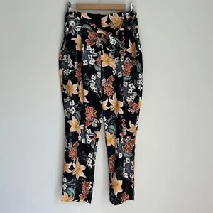 Portmans Size 12 Black Floral Lillie Slim Leg Pants - Picture 1 of 10
