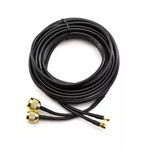 RF Pigtail Duplex Cable SMA-Male to N-Male LMR200 2.5 meters 8 feet Gold Plated - Picture 1 of 3