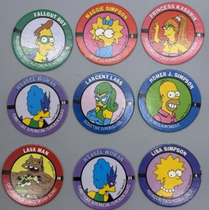 x9 The Simpsons 1994 Skybox Skycaps Pog Lisa Maggie Homer etc. - Picture 1 of 13