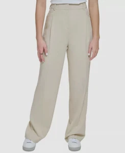 Calvin Klein Women's Beige High Waist Business Wide Leg Pants Size 14 - Picture 1 of 3
