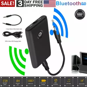 Receptor Transmisor 2 en 1 Bluetooth 5.0 Audio Inalámbrico 3.5mm Jack Adaptador Auxiliar EE. UU. - Imagen 1 de 10
