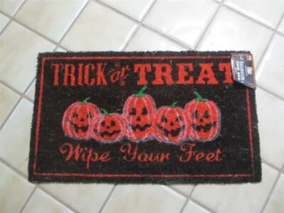 Nuevo Regalo Naranja HALLOWEEN Alfombrilla FELPUDO FELPUDO Calabaza Vacaciones Puerta Delantera Piso Goma Foto 1 de 2