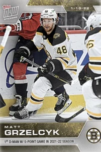 2021-22 TOPPS NOW NHL STICKER BOSTON BRUINS MATT GRZELCYK #201 5-POINT GAME - Picture 1 of 1