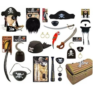 Pirate Fancy Dress Costume ACCESSORY Party Toy Dress Up Birthday Caribbean Lot - Picture 1 of 30
