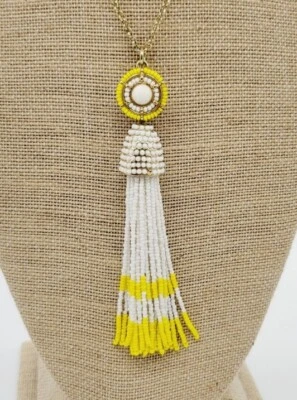 Collar Borla Talbots Amarillo y Blanco Cuentas 31 en BOHO Retro Bohemio  Foto 1 de 4