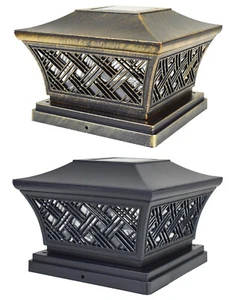 8 Black / Bronze 6 x 6 Solar Post Lights Outdoor LED Deck Cap Fence Lamp Vinyl - Picture 1 of 15
