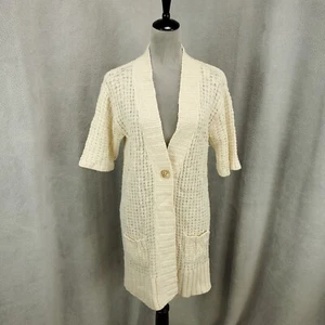 Old Navy Cardigan Womens Large Wool Angora Blend Duster Longline Long Ivory - Picture 1 of 12
