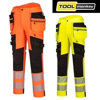 Portwest DX442 Trousers DX4 Hi Vis Detachable Holster Pocket 4 Way Stretch