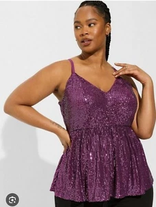 Torrid Top Tank Schößchen Pailletten V-Ausschnitt Tank Größe 3 - Bild 1 von 6