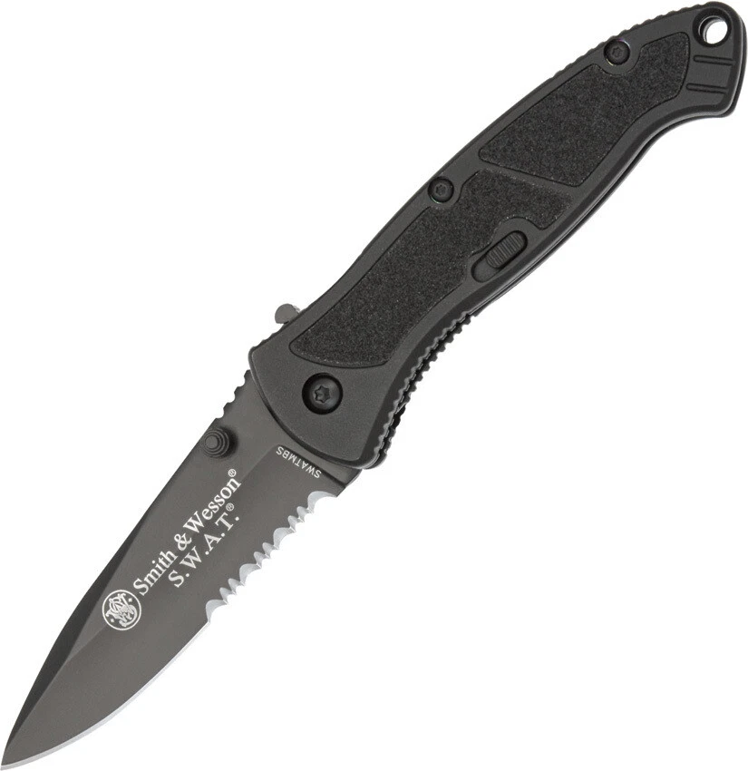 New Smith & Wesson Black SWAT Linerlock A/O Folding Poket Knife SWATMBS - Image 1 of 1