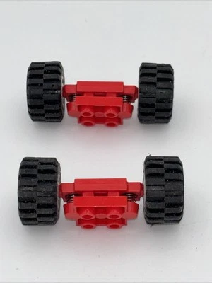 Lego Brick 2484c01 Red Car Spring 2 x 2 Wheel Holder With Gray Wheels Set - Image 1 of 3