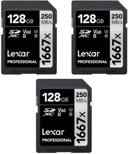 Lexar LSD128CBNA1667 Professional SDHC/SDXC 1667x UHS-II 128GB Memory Card... - Picture 1 of 2