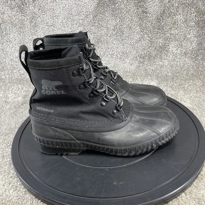 Sorel Boot Men Size 8 Cheyanne II Short Core Black Nylon Lace Up Waterproof Rain - Image 1 of 4
