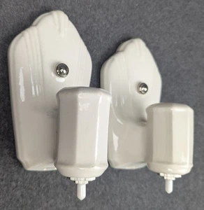 Pair of PORCELIER White Porcelain Sconces, Art Deco, New Rotary Sockets & Wiring - Picture 1 of 10