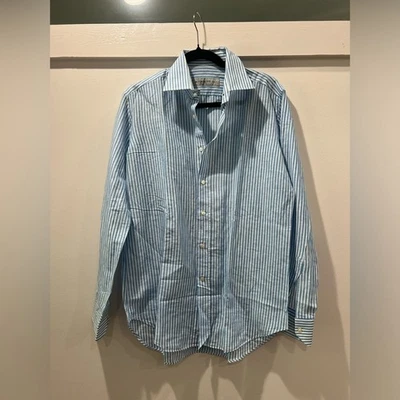 Etro Light Blue Striped Button Down Shirt - Image 1 of 4