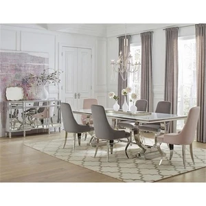 Coaster Antoine 7-Piece Modern Metal Rectangular Dining Set in Chrome - Picture 1 of 8