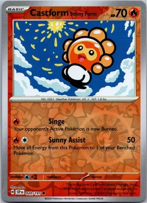 Castform Sunny Form - - SV08: Surging Sparks 020/191 - Common - NM Pokémon TCG - Image 1 of 2