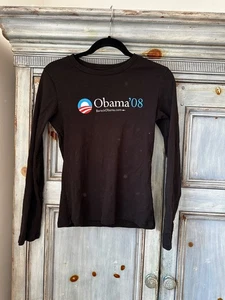 Obama '08 L/S Black T shirt Size S - Picture 1 of 3