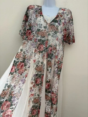 VTG Fairycore Whimsigoth Starina Dress Large Floral Lace Cottagecore 90s Flowy - Image 1 of 4