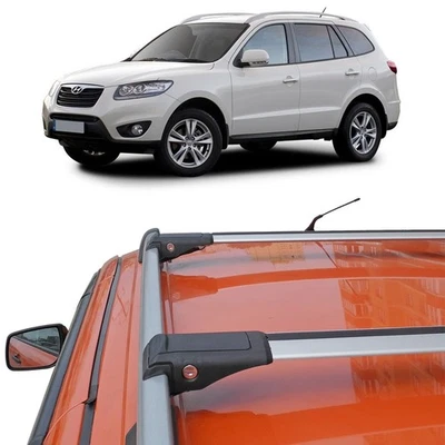 Fit Hyundai Santa Fe CM 2009-2012 Roof Rack Cross Bars Silver Lockable 2x - Image 1 of 4