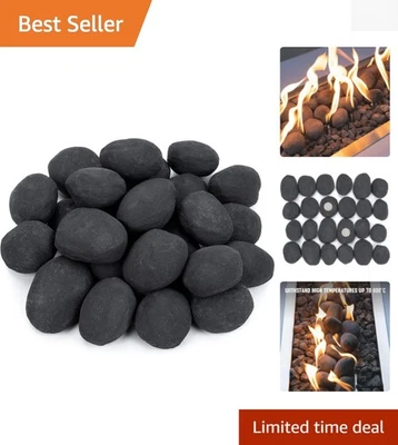 Guijarros de cerámica negros de alta temperatura - Juego de 24 piezas para uso en interiores y exteriores Foto 1 de 4