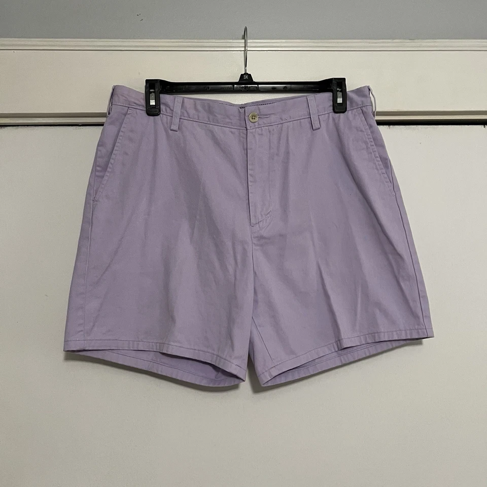 Pantalones Cortos Nautica Flex Hombres 36W Chino Frente Plano Clipper Pantalones Cortos Calce Clásico Lavanda Foto 1 de 4