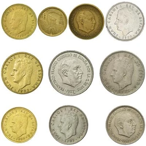 10 Spain Coins | Spanish Currency Collection | 1 - 100 Pesetas | 1946 - 1996 - Picture 1 of 2