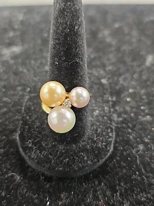 925 Sterling Silver Synthetic Pearl Ring Size 7.5 - Picture 1 of 4