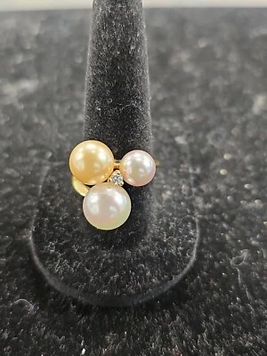 925 Sterling Silver Synthetic Pearl Ring Size 7.5 - Image 1 of 4