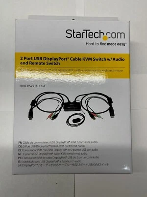 StarTech, SV211DPUA 2-Port USB DisplayPort Cable KVM Switch w/ Audio and Remote - Image 1 of 2