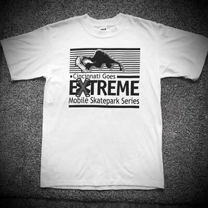new CINCINNATI GOES EXTREME SKATEPARK T-SHIRT white black skateboard ohio MEDIUM - Picture 1 of 4