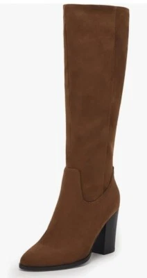 Botas de moda de invierno hasta la rodilla gruesas de gamuza sintética topo tacón alto hasta la rodilla 9,5 Foto 1 de 4