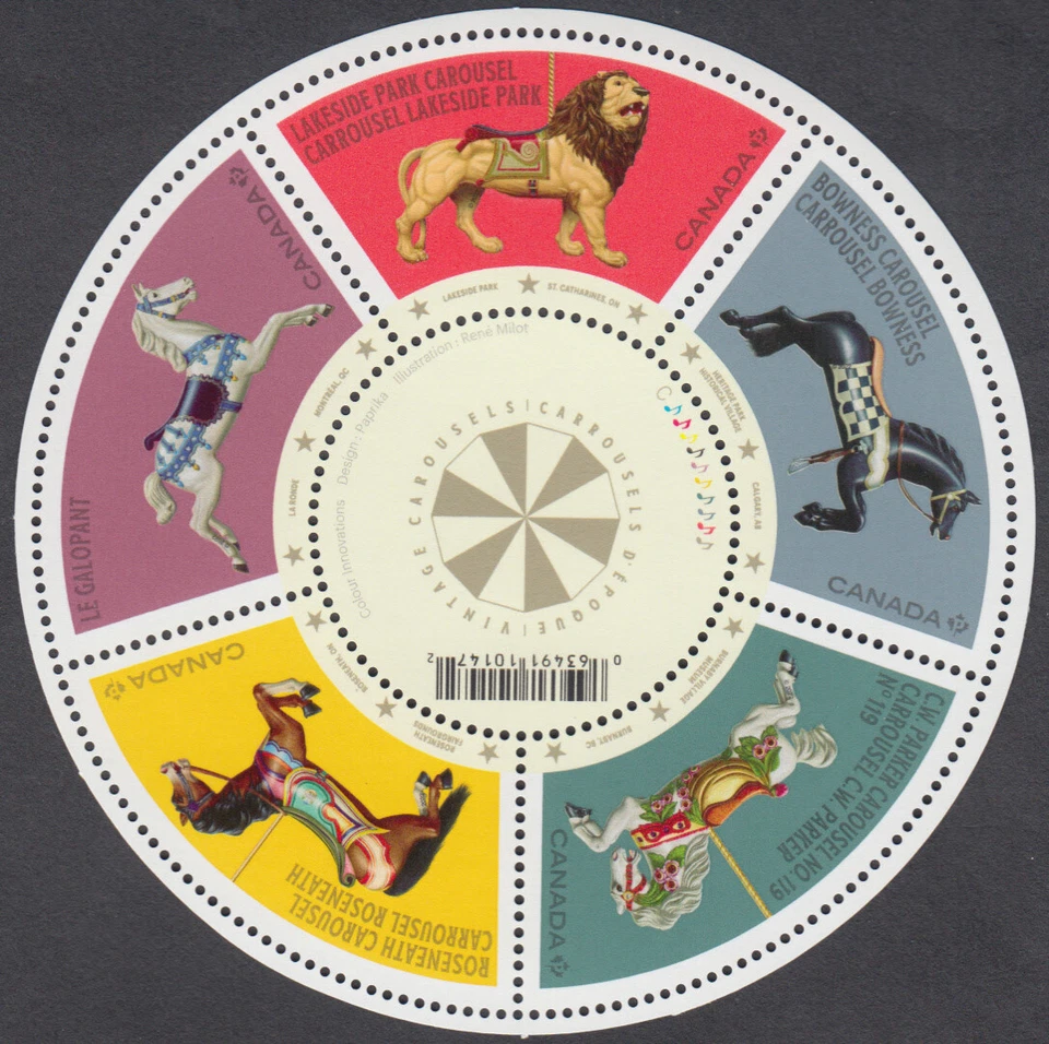 Canada  - #3343 Vintage Carousels Souvenir Sheet - 2022 - MNH - Image 1 of 1