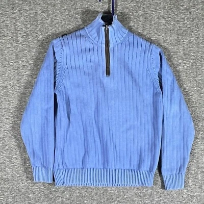 Brooks Brothers Sweater Mens Medium Pullover 1/4 Zip Sweatshirt Pima Cotton Blue - Image 1 of 4