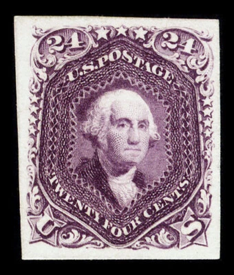 US #70P4; 24¢ WASHINGTON PLACA PRUEBA EN TARJETA, EN MUY BUEN ESTADO-NGAI, CV $500 Foto 1 de 2