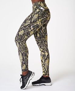 Sweaty Betty Power Gym Leggings Size XS Full Length Citrus Green Snake Print BNW