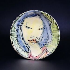 Vtg 60’s Hand Painted Caricature Portrait Of Women On Plate Artist Signed JT