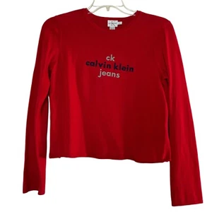Suéter para Mujer De Colección Años 90 Calvin Klein Ligero Marca en Rojo Talla Lg - Imagen 1 de 4