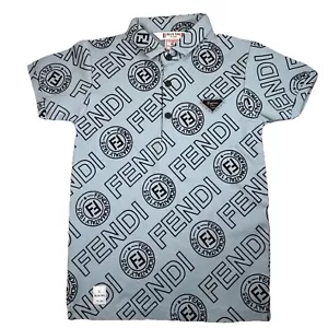 Blue Tag Kids x Fendi Roma Kids Short Sleeve Polo Golf Shirt Logo AOP Size 24 - Picture 1 of 20