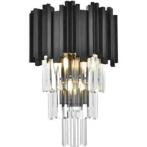 Crystal Wall Sconce 3 Light Fixture Black Modern Dining Room Bathroom Vanity 16" - Picture 1 of 9