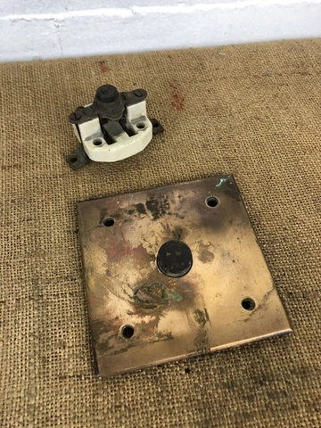 Antique Recovered Brass Doorbell Door Bell Button & Mechanism Cover