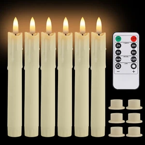6PCS Flameless Taper Candles Light Flickering Battery Operated with Remote Timer - Picture 1 of 26