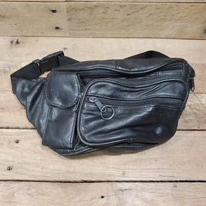 Riñonera de cuero sintético negra de colección con soporte para teléfono celular - Imagen 1 de 5