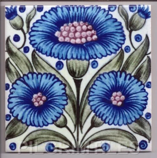 William De Morgan Bedford Park Daisy Kiln Fired Ceramic or Porcelain Tile  - Image 1 of 1