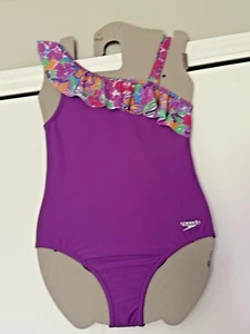 NEW Speedo Girls One Piece Floral Swimsuit UPF 50+ Chlorine Resistant Size M - Picture 1 of 4